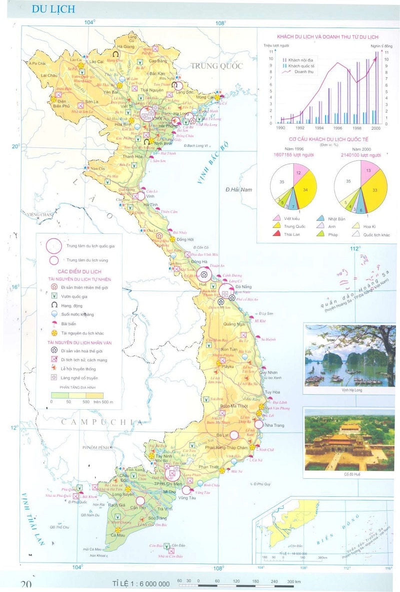 Bản đồ du lịch Việt Nam chi tiết trong Atlat Địa lý