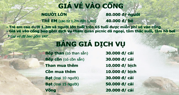 Bảng giá vé tham quan khu du lịch sinh thái Thủy Châu